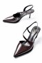 Women's Bitter Brown Crinkled Patent Leather Heeled Shoes