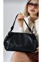 Knot Detailed Medium Size Faux Leather Black Zippered Shoulder Bag Width 35 Length 20 cm - 3