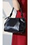 Knot Detailed Medium Size Faux Leather Black Zippered Shoulder Bag Width 35 Length 20 cm