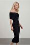 Women's Madonna Collar Ribbed Dress - 4