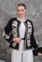Black Beige Patterned Embroidered Vintage Jacket - 4