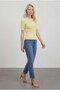 Women's Crew Neck Ribbed Knit Blouse with Stripe Detail - 2