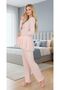 New Season Powder Long Sleeve Elegant Lace Embroidered Design Maternity Pajama Set - 4