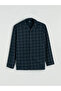 Navy Blue Standard Fit Plaid Men's Pajama Set - 2