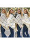 شال منسوج بنقشة مربعة 200x75 سم - شال نسائي كبير الحجم ذو ملمس ناعم - 2