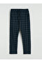 Navy Blue Standard Fit Plaid Men's Pajama Set - 5