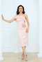 Atlas Fabric Pearl Rose Detailed Pencil Dress - Powder
