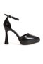 Women's Black Stiletto Heel U H Lightweight Platform Pointed Toe Stylish Evening Dress Stiletto and C Bag Combination - 4