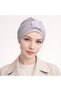 Ready-Made Bonnet Hijab with Bridge Design in Gray - Ready-Made Bonnet Shawl Scarf - 3