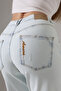 Women's Light Blue Color Embroidered Denim Jean Trousers - 6