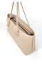 Owen Beige Matte Women's Rectangular Tote Bag with Zipper and Knitted Detail, Baguette Hand Shoulder Bag - 3