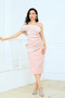 Double Fabric Single Sleeve Pencil Dress - Powder