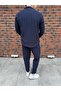Men's Report Ottoman Fabric Top and Bottom Set Navy Blue Shirt + Navy Blue Trousers - 4