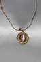 Pink Stone Vintage Model Gold Color Stainless Steel Necklace - 2