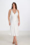 Premium Plus Size Satin Lace Embroidered Ecru Long Slit 2-Piece Nightgown and Robe Set Bigsize - 3