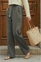 Women's Smoked Muslin Palazzo Trousers High Waist Double Pockets Wide Leg 100% Cotton - 4