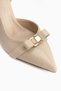 Henny Beige Bow Detailed Thin Heeled Women's Shoes - 5