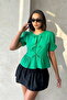 Emerald Green Front-Tie Poplin Shirt |   Gml2699 - Emerald