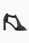 Monica Genuine Leather Black Ankle Buckle Thick Heeled Women's Shoes - 2