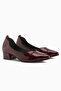 Samia Genuine Leather Burgundy Snake Patterned Thick Heeled Women's Shoes - 4