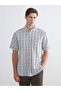 Regular Fit Short Sleeve Plaid Dobby Men's Shirt