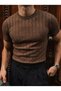 Vintage Look Crew Neck Knitwear Relaxed Fit Acid Wash Knitted T-Shirt - 3