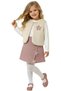 Girl's Star Detailed Shorts, Skirt, Plush Vest, Long Sleeve Bodysuit, Three-Piece Set