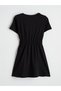 Alita City Black Oval Collar Floral Printed Girl's Dress with a Difference in Color - 3