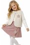 Girl's Star Detailed Shorts, Skirt, Plush Vest, Long Sleeve Bodysuit, Three-Piece Set - 2