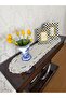 Antique Perforated Console Cover & Runner. Oval Peony Model. 35 X 119 cm