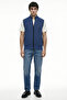 Half Fisherman Zippered Wool Knitwear Vest - Cobalt Blue - Black - 3