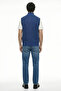Half Fisherman Zippered Wool Knitwear Vest - Cobalt Blue - Black - 5