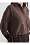 Brown Lace-Up Oversized Women's Shirt - 3