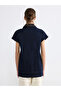 Navy Blue Double-Breasted Collar Women's Jean Vest - 6