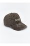 Brown Text Embroidered Women's Cap Hat