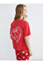 Red Crew Neck Printed Women's Pajamas Set - 2
