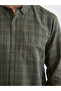 Khaki Regular Fit Plaid Gabardine Men's Shirt