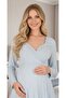 New Season Women's Blue Lace Buttoned Special Design 100% Cotton Maternity Pajama Set - 2