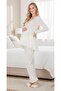 New Season Women's Ecru Lace Buttoned Special Design 100% Cotton Maternity Pajama Set - 4