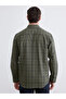 Khaki Regular Fit Plaid Gabardine Men's Shirt - 5