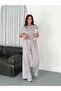 Osy Modal Soft Textured Fabric Crew Neck T-Shirt Loose Wide Leg Trousers Double Set - Painted Gray - 2