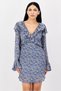 Women Ruffle Sleeve Floral Print Mini Dress, Multicolor