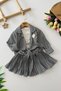 My Little One's 3-Piece Girls' Skirt Set with Plaid Pattern, Floral Brooch Detail and Shirt - Black