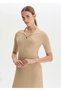 Beige Polo Collar Knitwear Top - 3