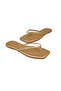 Women's Square Toe Flip-Flops Gold Stylish Daily Slippers - 3