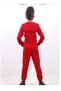 Girl's Hooded Zippered Pocket Knitted Long Sleeve Long Jumpsuit - Lace Detail & 2 Threads - 3