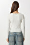 Crew Neck Transparent Crinkle Knitted Blouse Lex0019 White - 4
