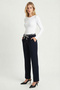 Foulard Belted Woven Palazzo Trousers Lby0051 Dark Blue - 2