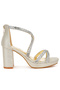 Women Rhinestones Embellished Strappy Sandals in Gold - 2