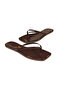 Women's Square Toe Flip-Flops Patent Leather Brown Stylish Daily Slippers - 3